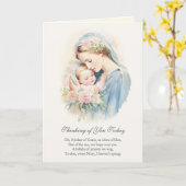 Carte Vierge Marie Jésus Penser à ta prière (Fleur jaune)