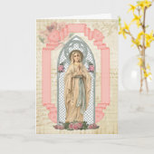 Carte Vierge Marie Lourdes Prière catholique d'anniversa (Fleur jaune)