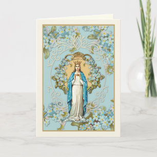 Carte Vierge Marie Notre-Dame de Knock Religieux Floral 