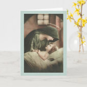 Carte Vierge Marie réconforter Enfant au lit S'ENTENDRE  (Fleur jaune)