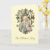 Carte Vierge Marie Religieuse Fête des Mères Catholique (Fleur jaune)