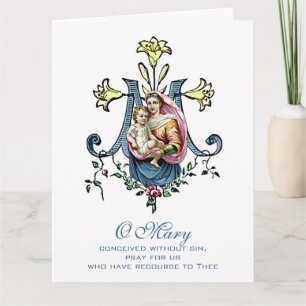 Carte Vierge Marie Religieuse Fête des Mères Catholique