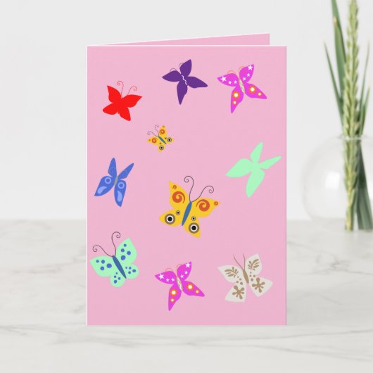 Carte vierge papillon coloré (Devant)