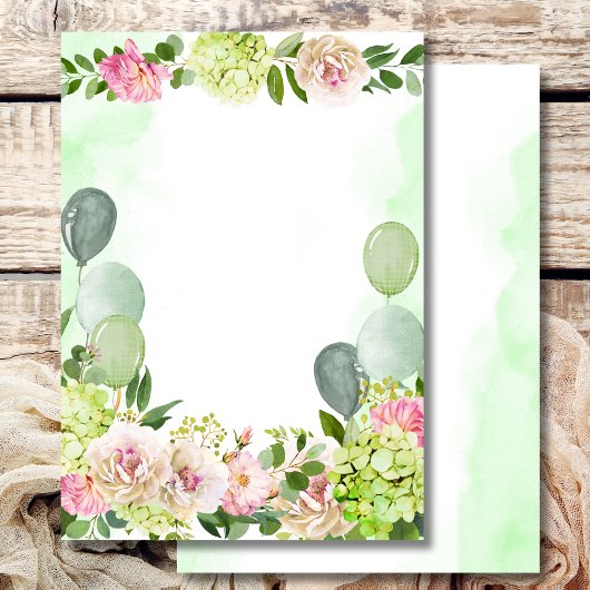 Carte vierge personnalisable Fleurs rose Hydrangea