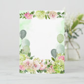 Carte vierge personnalisable Fleurs rose Hydrangea (Debout devant)