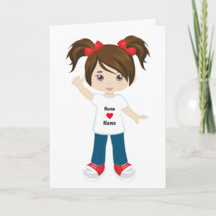 Carte vierge personnalisée Fille brune