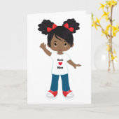 Carte vierge personnalisée Fille Noire (Fleur jaune)