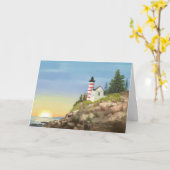 Carte vierge phare et coucher de soleil (Fleur jaune)