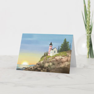 Carte vierge phare et coucher de soleil