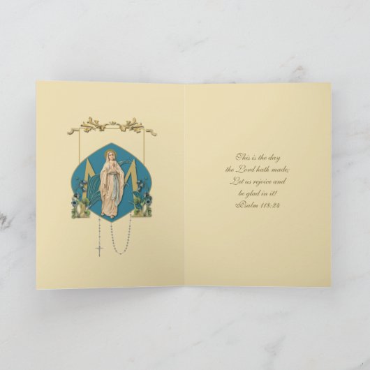 Carte Vierge religieuse Marie Immaculée Conception Mère (Intérieur)