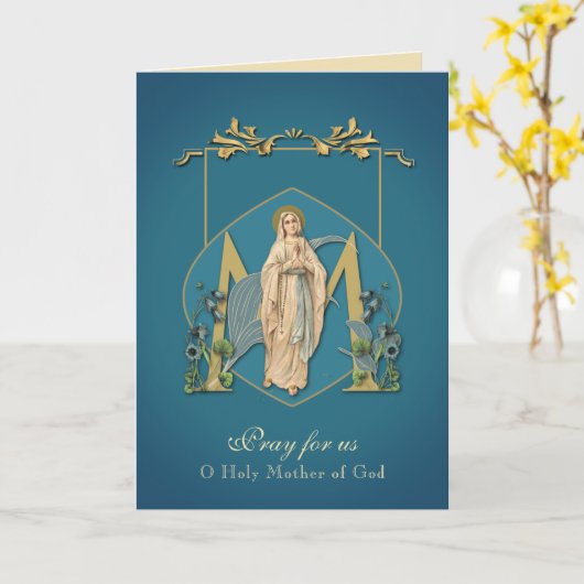 Carte Vierge religieuse Marie Immaculée Conception Mère (Fleur jaune)