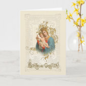 Carte Vierge religieuse Marie Jésus Catholique Jour (Fleur jaune)