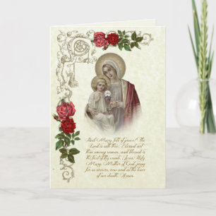 Carte Vierge religieuse Marie Jésus Première Sainte Comm