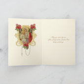 Carte Vierge religieuse Marie Jésus Rouge Floral Catholi (Intérieur)