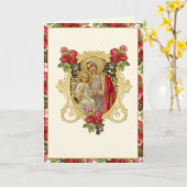Carte Vierge religieuse Marie Jésus Rouge Floral Catholi (Fleur jaune)
