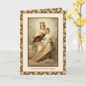 Carte Vierge religieuse Marie Mont Carmel Jésus Prière (Fleur jaune)