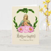 Carte Vierge religieuse Marie Nonne catholique Anniversa (Fleur jaune)