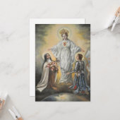 Carte Vierge religieuse Marie Sainte Thérèse Jeanne d'Ar (Devant/Arrière en situation)