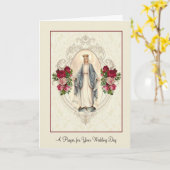 Carte Vierge traditionnelle catholique Mariage Marie (Fleur jaune)