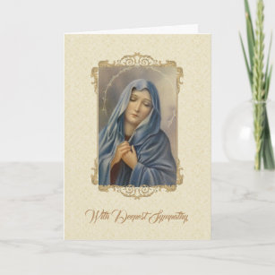 Carte Vierge triste Mère Marie Sympathie Condolence