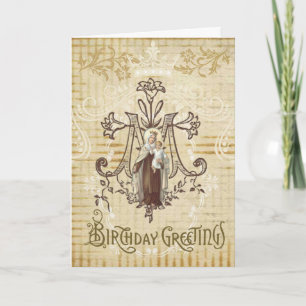 Carte Vierge Vintage Marie Monte Carmel Anniversaire