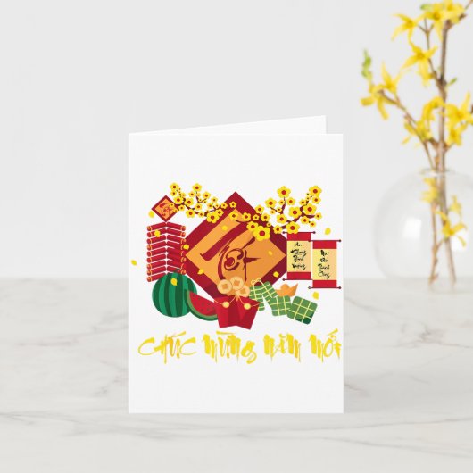 Carte Vietnamese Lunar New Year 2026 Tet Viet Chuc Mung  (Fleur jaune)