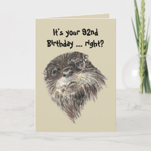 Carte Vieux âge 92e anniversaire Humour & mignon animal