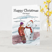 Carte Vieux amis à Noël (Fleur jaune)