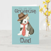 Carte Vieux anglais Sheepdog Papa (Fleur jaune)