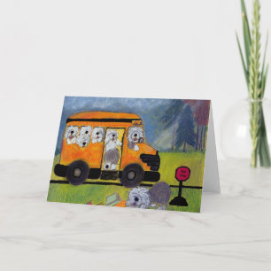 Carte Vieux anglais Sheepdog Wigglebottom School Bus