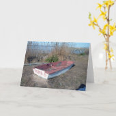 Carte Vieux bateau de rangée rustique (Fleur jaune)