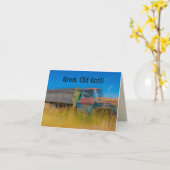 Carte Vieux camion à benne cool dans les mauvaises herbe (Fleur jaune)