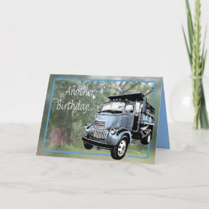 Carte Vieux camion-benne bleu-personnaliser