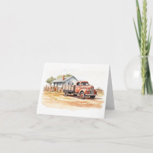 Carte Vieux Camion de ferme avec Vieux Agritourisme BLAN