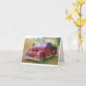 Carte Vieux camion de pompiers (Fleur jaune)