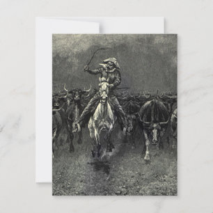 Carte Vieux Cowboys, une débandade par Frederic Remingto