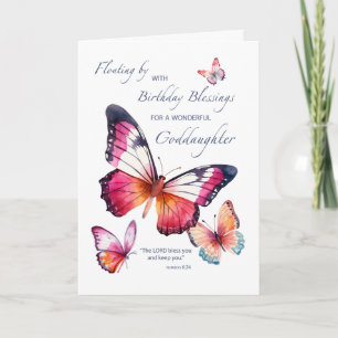 Carte Vieux Godgirl Religieux Papillons d'Anniversaire