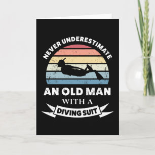 Carte Vieux homme avec un costume de plongée Cadeau papa