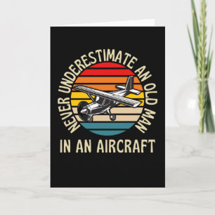 Carte Vieux Homme Dans Un Avion Drôle Pilote