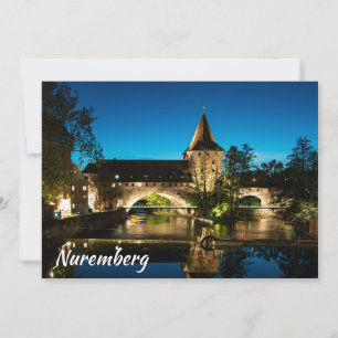 Carte Vieux pont médiéval la nuit à Nuremberg