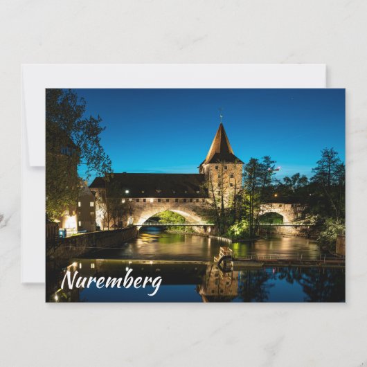 Carte Vieux pont médiéval la nuit à Nuremberg (Devant)