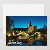 Carte Vieux pont médiéval la nuit à Nuremberg (Devant / Derrière)