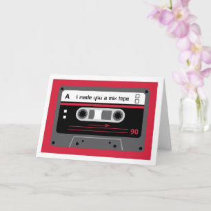 Carte Vieux Skool Rouge et Noir Cassette Mix Tape Saluta