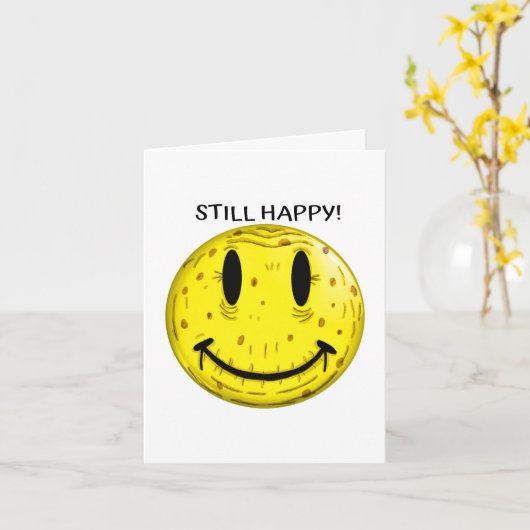 CARTE VIEUX VISAGE HEUREUX. ANCIEN MAIS ENCORE HEUREUX (Fleur jaune)