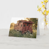 Carte Vieux wagon de queue d'anniversaire dans un champ (Fleur jaune)
