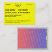 Carte vigilante autiste (Devant / Derrière)