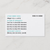 Carte vigilante d'identification et de GLACE (Dos)