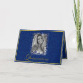 Carte Vignes florales bleues royales avec photo quincean (Devant)
