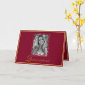 Carte Vignes florales bordeaux avec photo quinceanera (Fleur jaune)