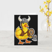 Carte Viking Duck Funny Warrior Design  (Fleur jaune)